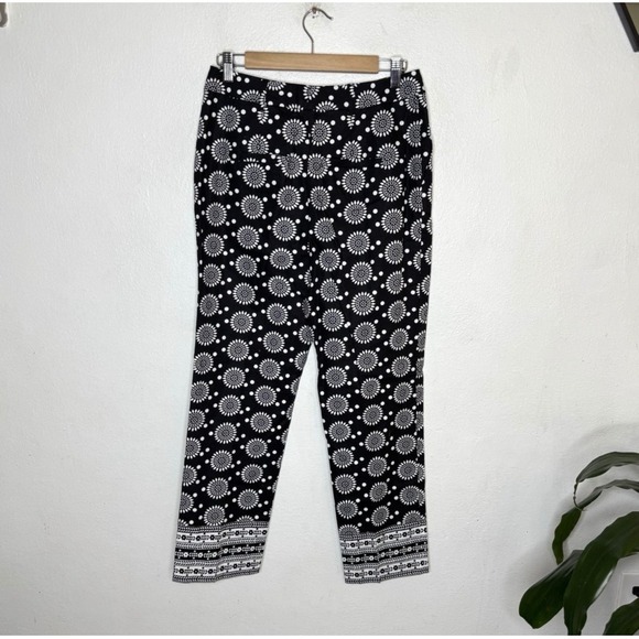 Boden Pants Women's US 6 Thea Linen Blend Black White Sun Flower Tailored Boho - Picture 4 of 10